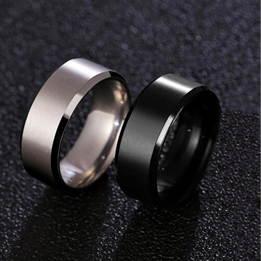Boys Titanium Pure Black Havey Wait Ring, Pack Of 2