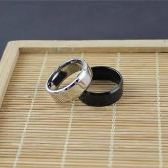 Boys Titanium Pure Black Havey Wait Ring, Pack Of 2